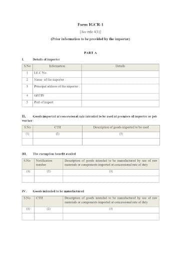 Import of Goods at Concessional Rate of Duty | Apply for IGCR in 2026 4 Image displaying form IGCR 1 rules