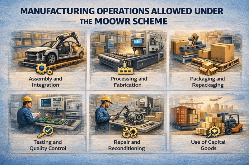 What are the manufacturing operations allowed under MOOWR scheme