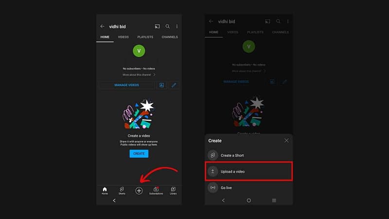 click on + and upload video