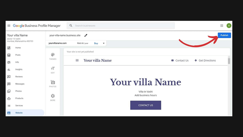 click on publish