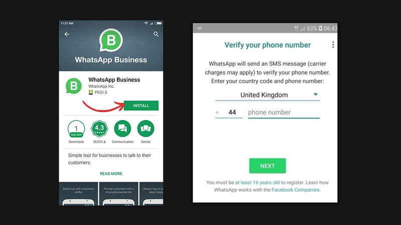 whatsapp install and register your number