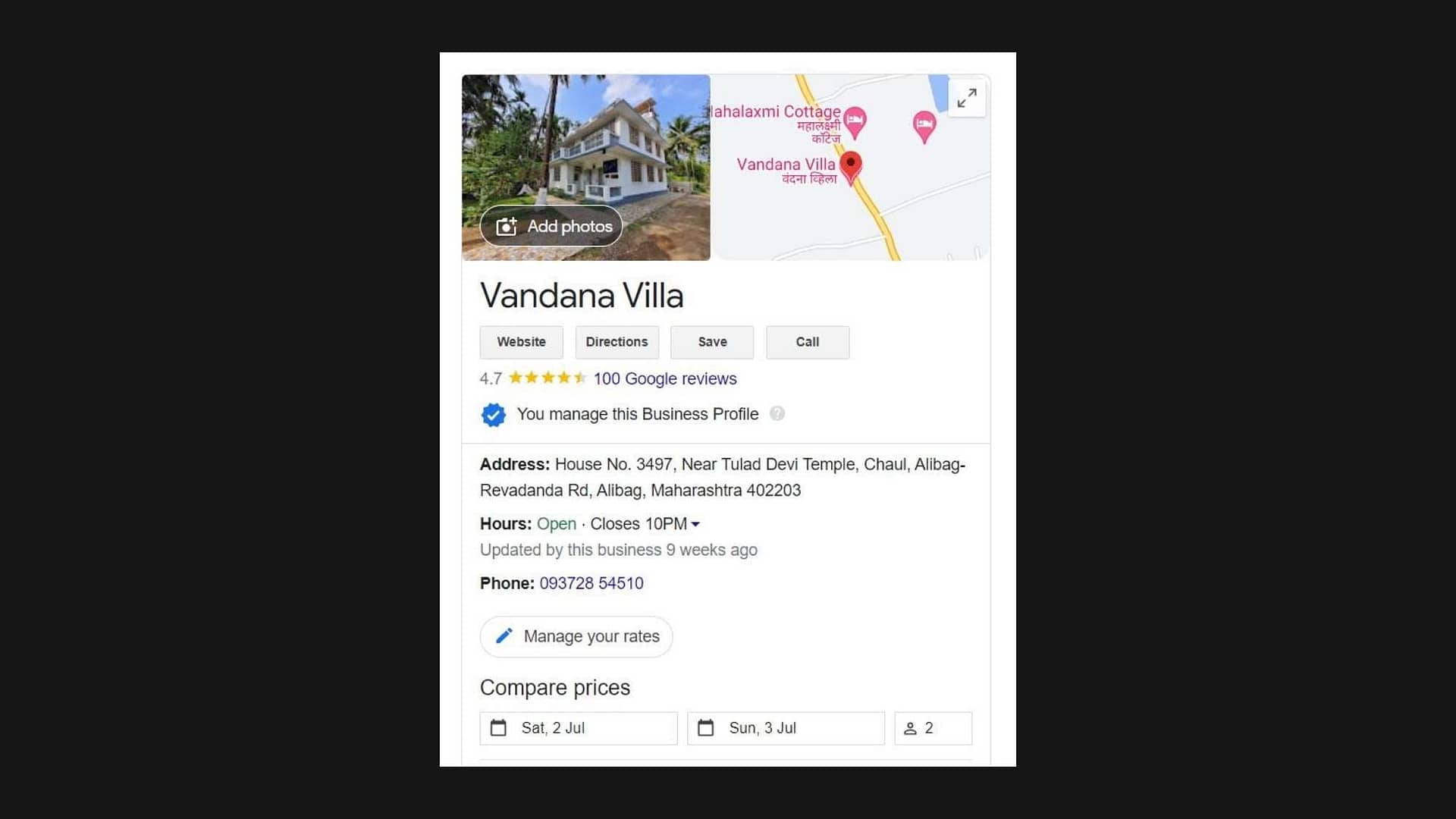 google listing on side bar