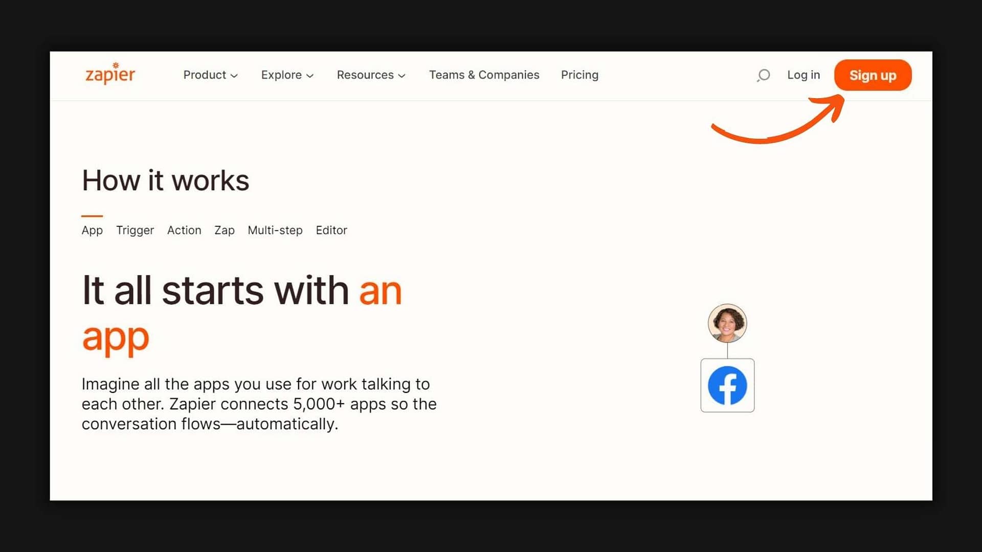 sign up from your gmail account in zapier