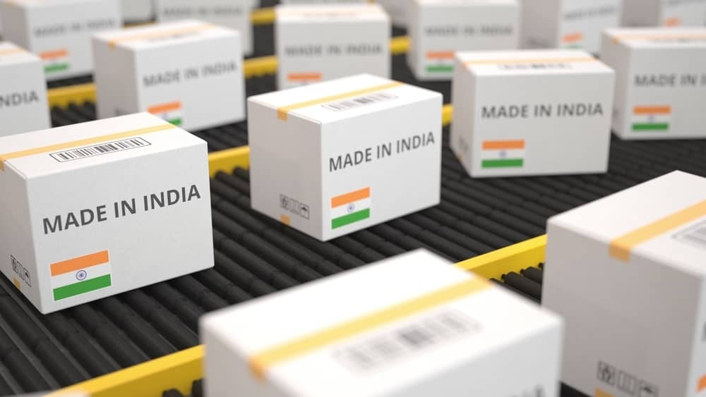 Made,In,India,Text,On,White,Cartons,Moving,Along,The