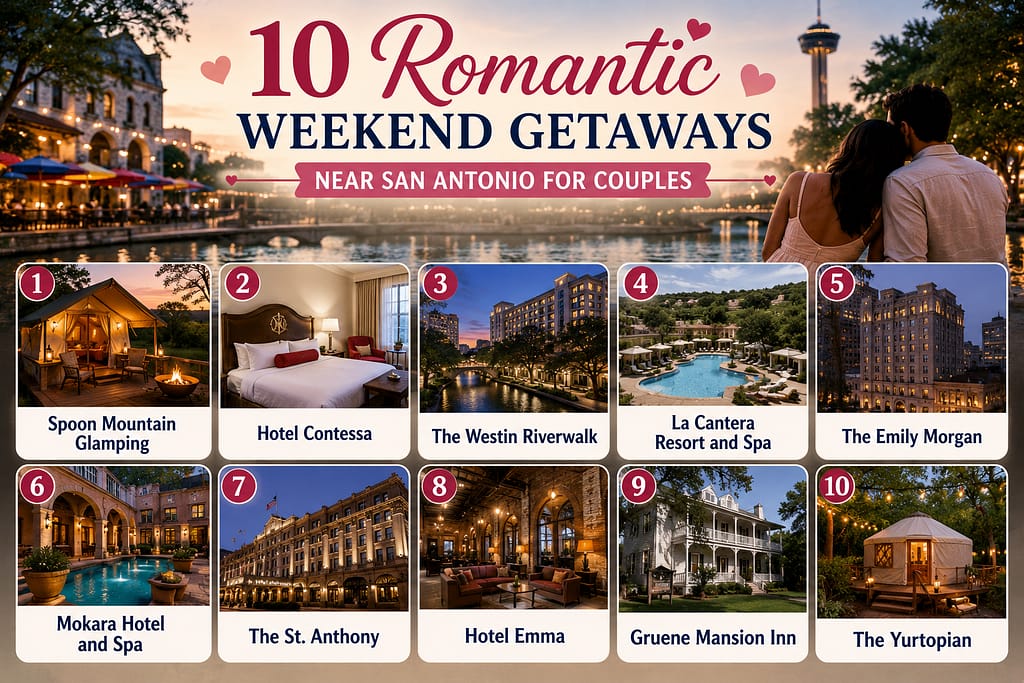 Romantic Weekend Getaways Near San Antonio: 10 Top Picks 2026 1 10 Best Romantic Weekend Getaways Near San Antonio for Couples