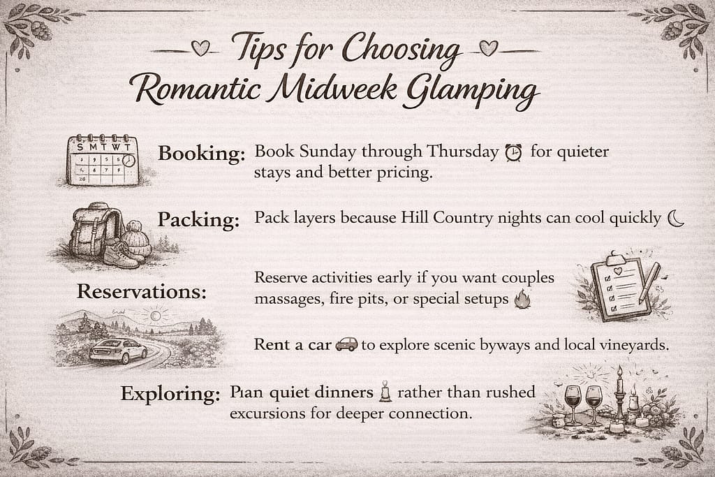 Midweek Romantic Getaways in Texas: 7 Dreamy Weekday Escapes for Couples 1 image 1 Spoon Mountain Glamping