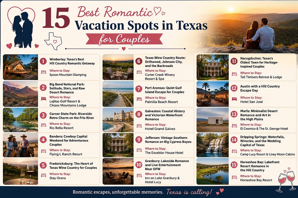 15 Best Romantic Vacation Spots in Texas for Couples