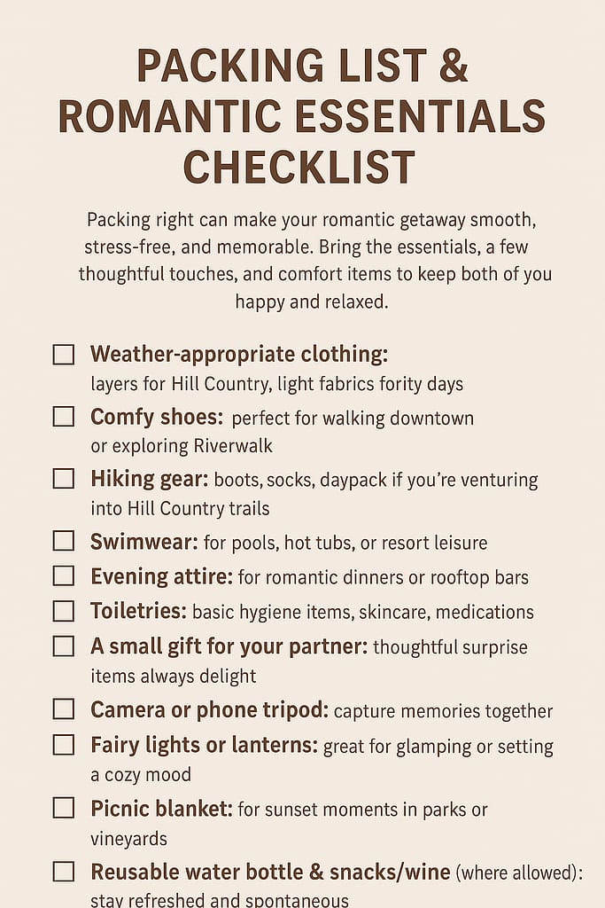 Romantic Weekend Packing List for Couples