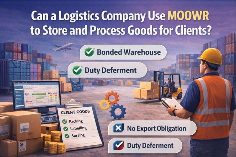 Can a logistics company use MOOWR to store and process goods for clients