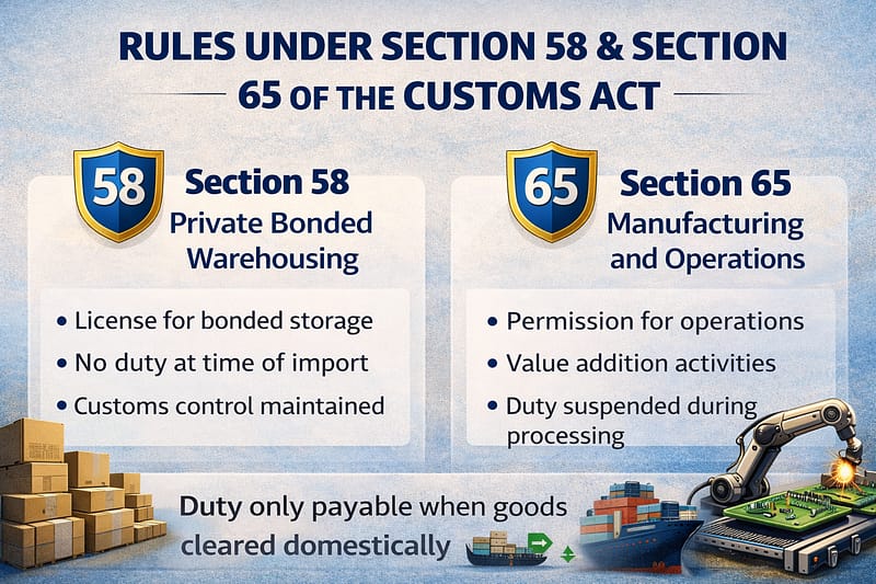 Rules under section 58 and 65 of customs act